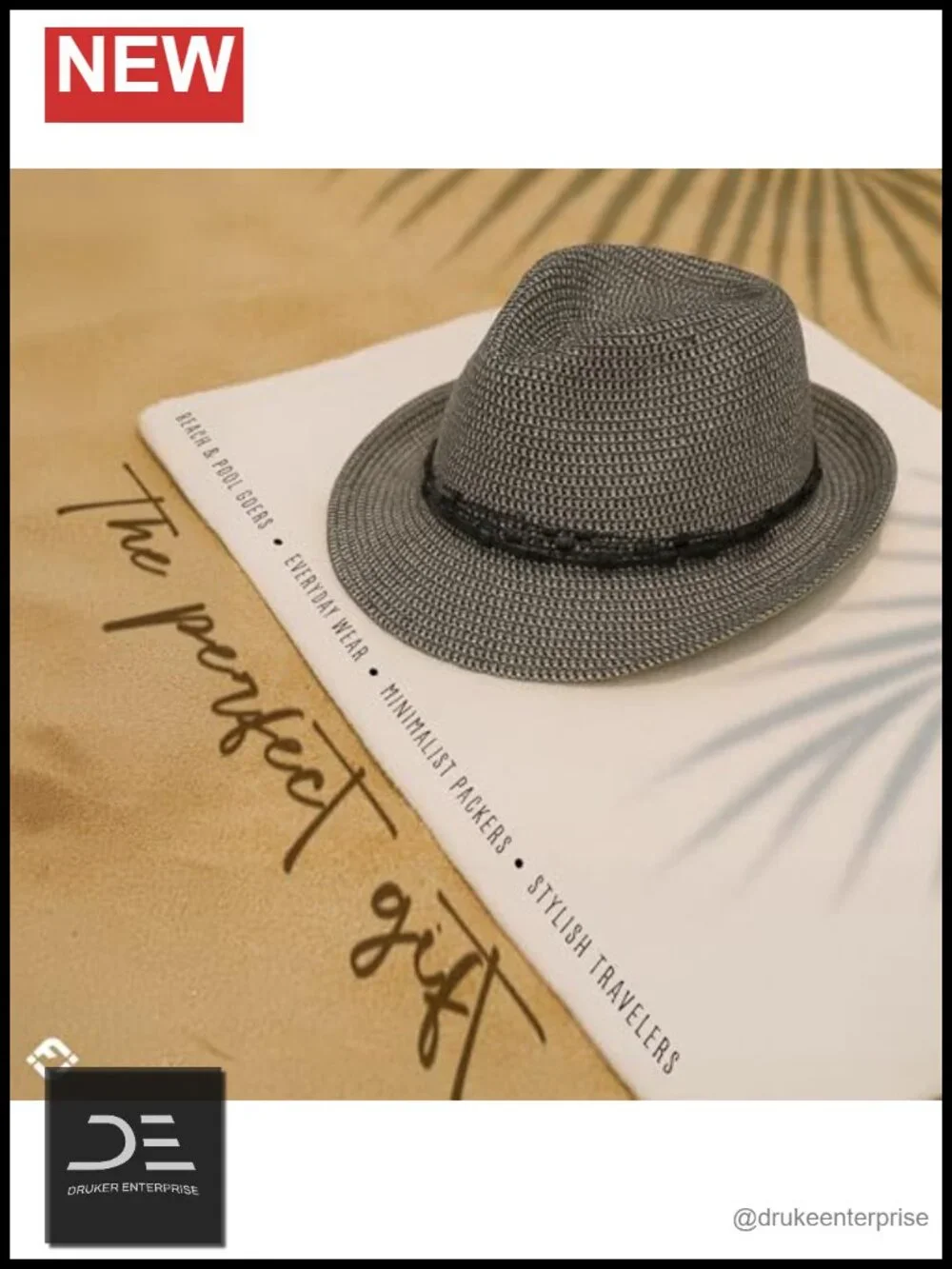 Straw Fedora UPF 50+ Sun Hat Short Brim Packable Beach Hat Woven Pattern